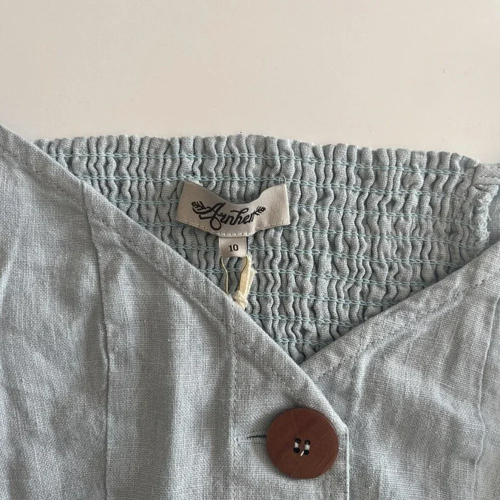 Arnhem blue linen Chloe top in skyla size 10 new with tags button deatailed crop - Picture 3 of 7